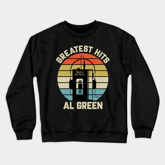 Greatest Hits Al Retro Walkman Green Vintage Art Crewneck Sweatshirt by Dinosaur Mask Store